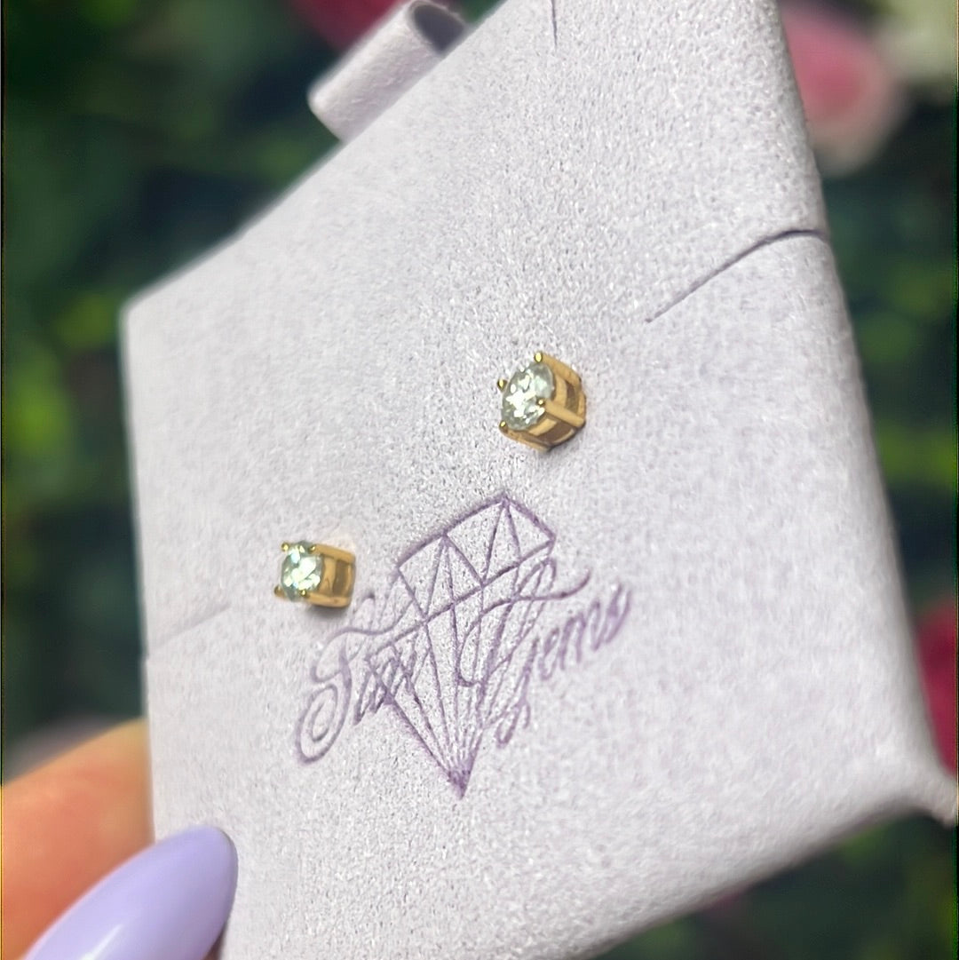 Moissanite Gold - Sterling 24ct Gold Studs