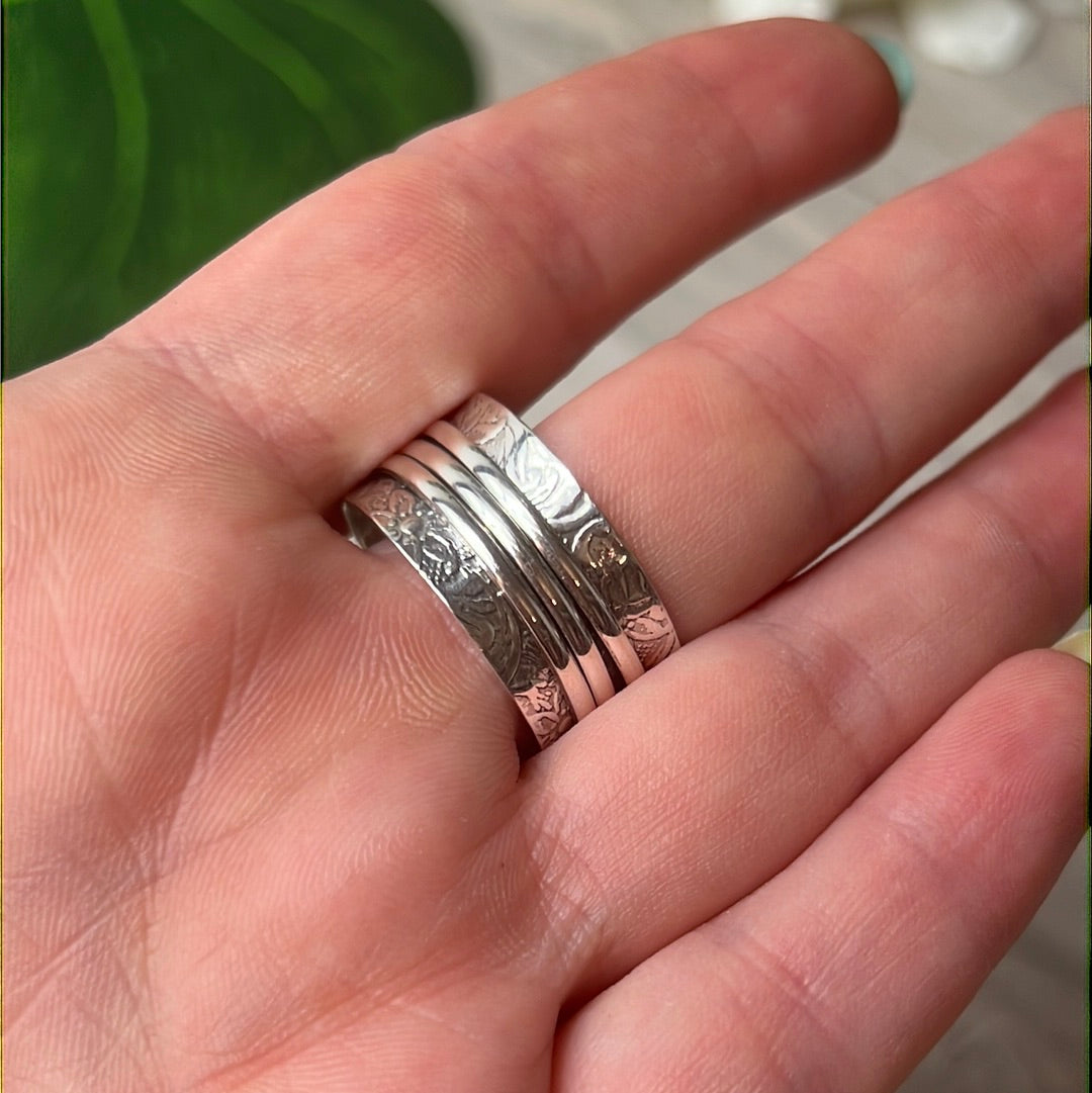 Trio Fidget Spinner Ring - Sterling Silver 925 Size U