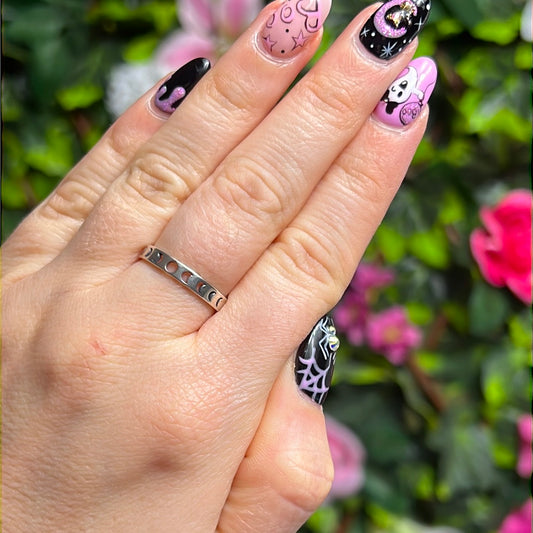 Lunar Moon Phase - Cutout 925 Sterling Silver Ring