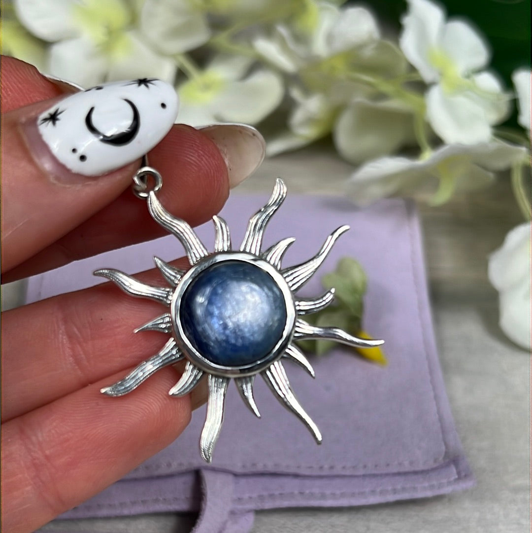 Flaming Sun Sunshine 925 Sterling Silver Pendant