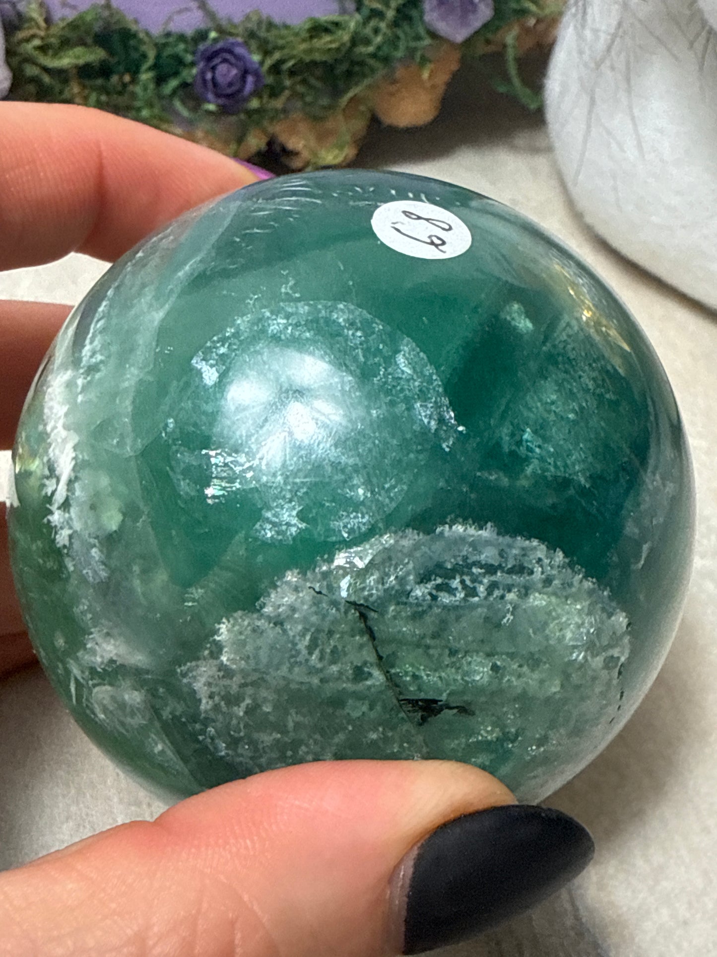 Feather Snowflake Fluorite Sphere