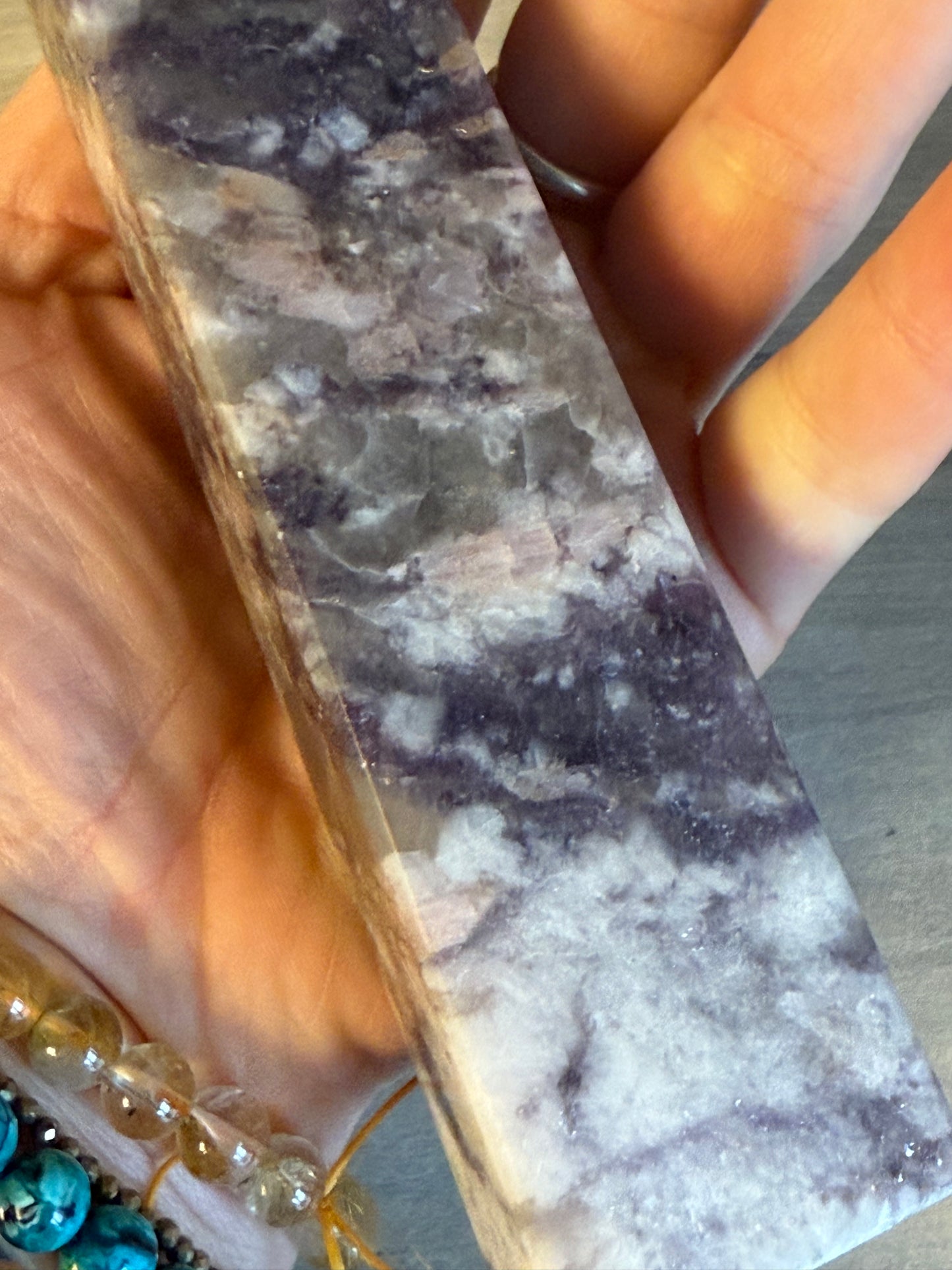 Kunzite Lepidolite Smokey Unicorn Tower Point - rare mix