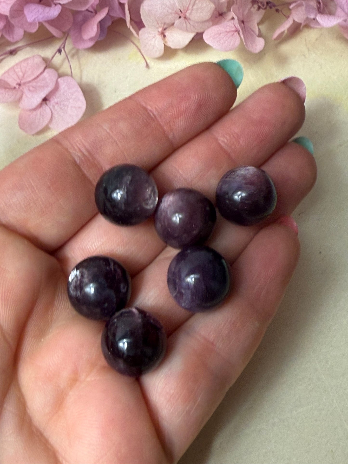 Mini gem lepidolite sphere