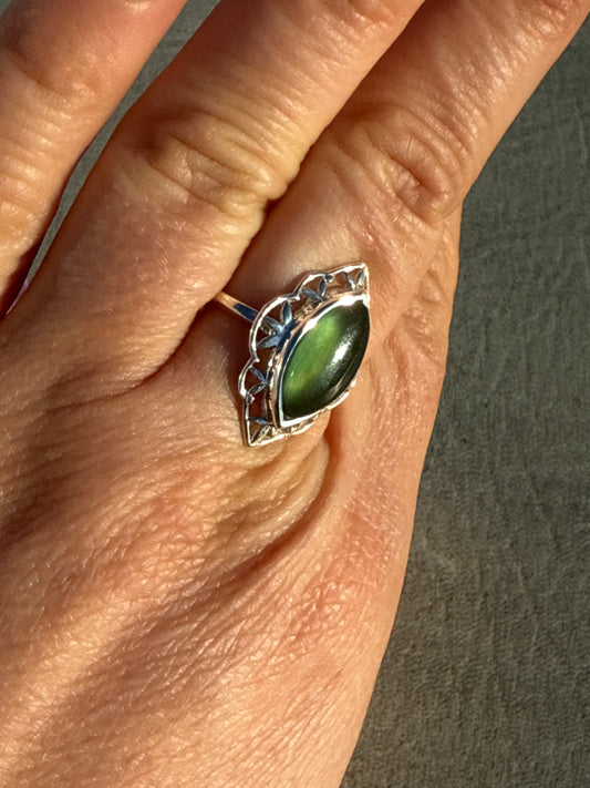 Jade 925 Silver Ring - Size N