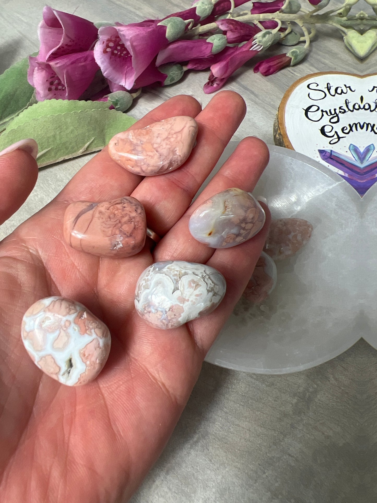 Pink Petal Druzy Agate Tumblestone Tumble