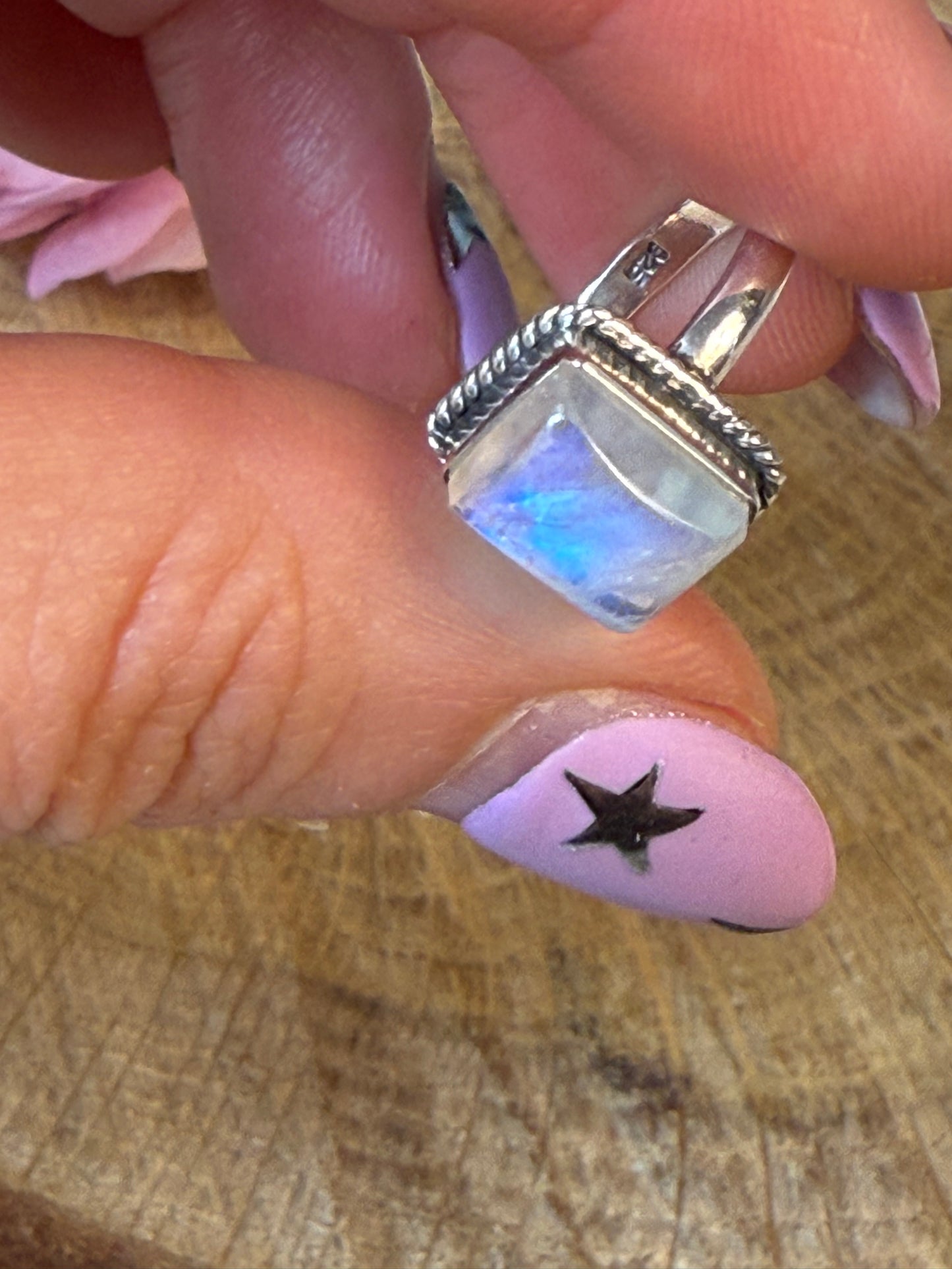 Square Moonstone 925 Silver Ring - Size I 1/2