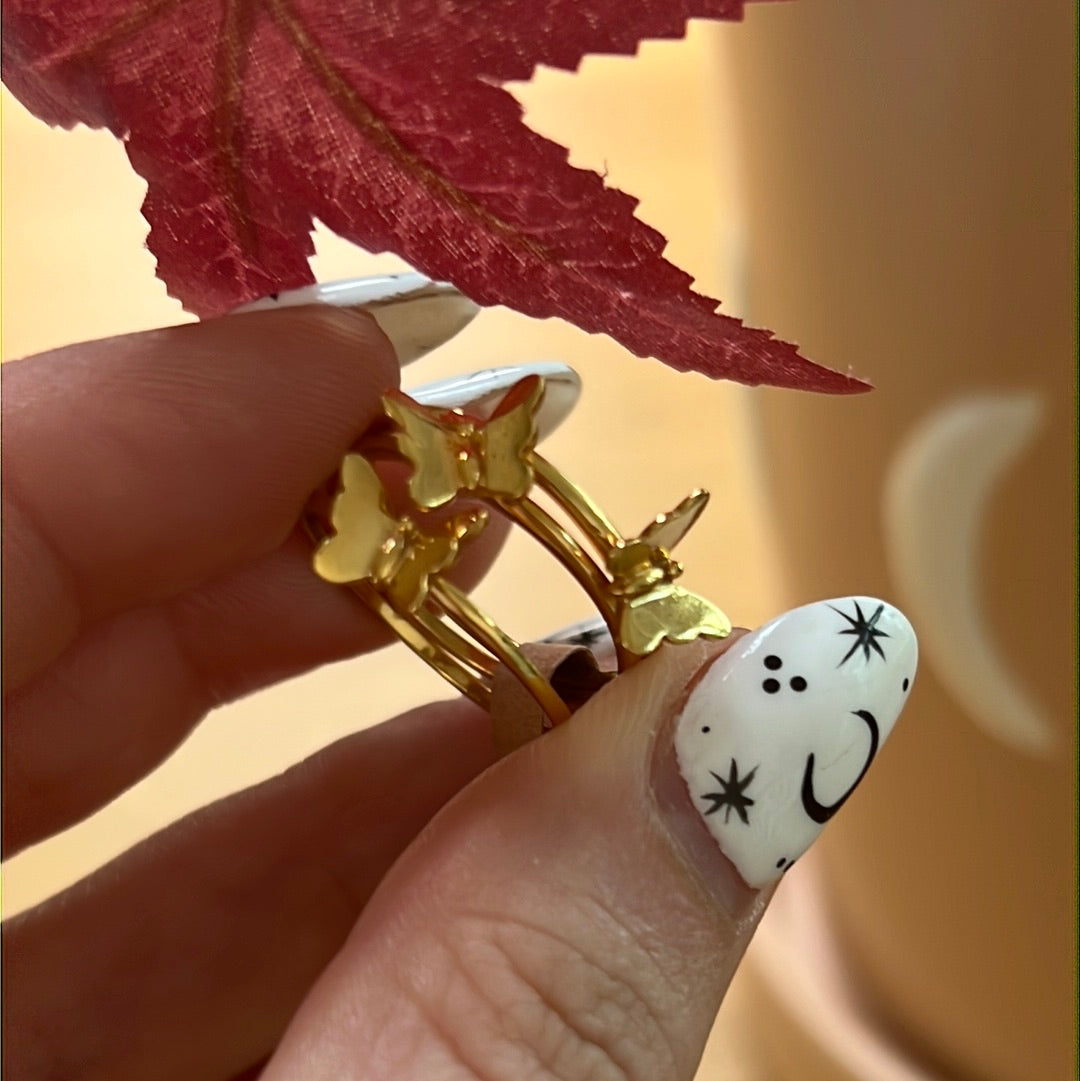 18K GOLD Trio Butterfly Stacker Ring