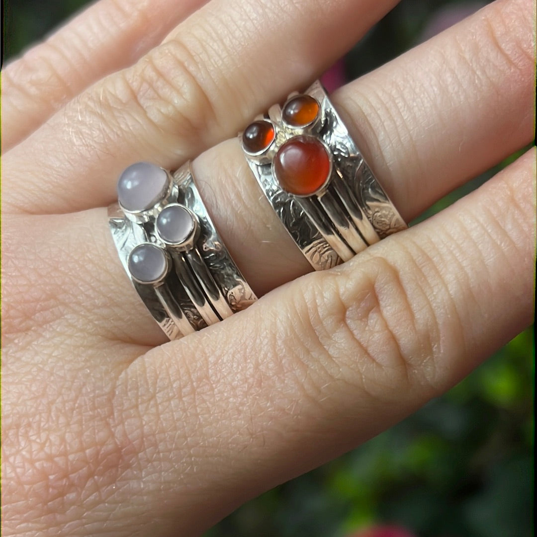 Trio Fidget Spinner Ring - Sterling Silver 925 Size P 1/2