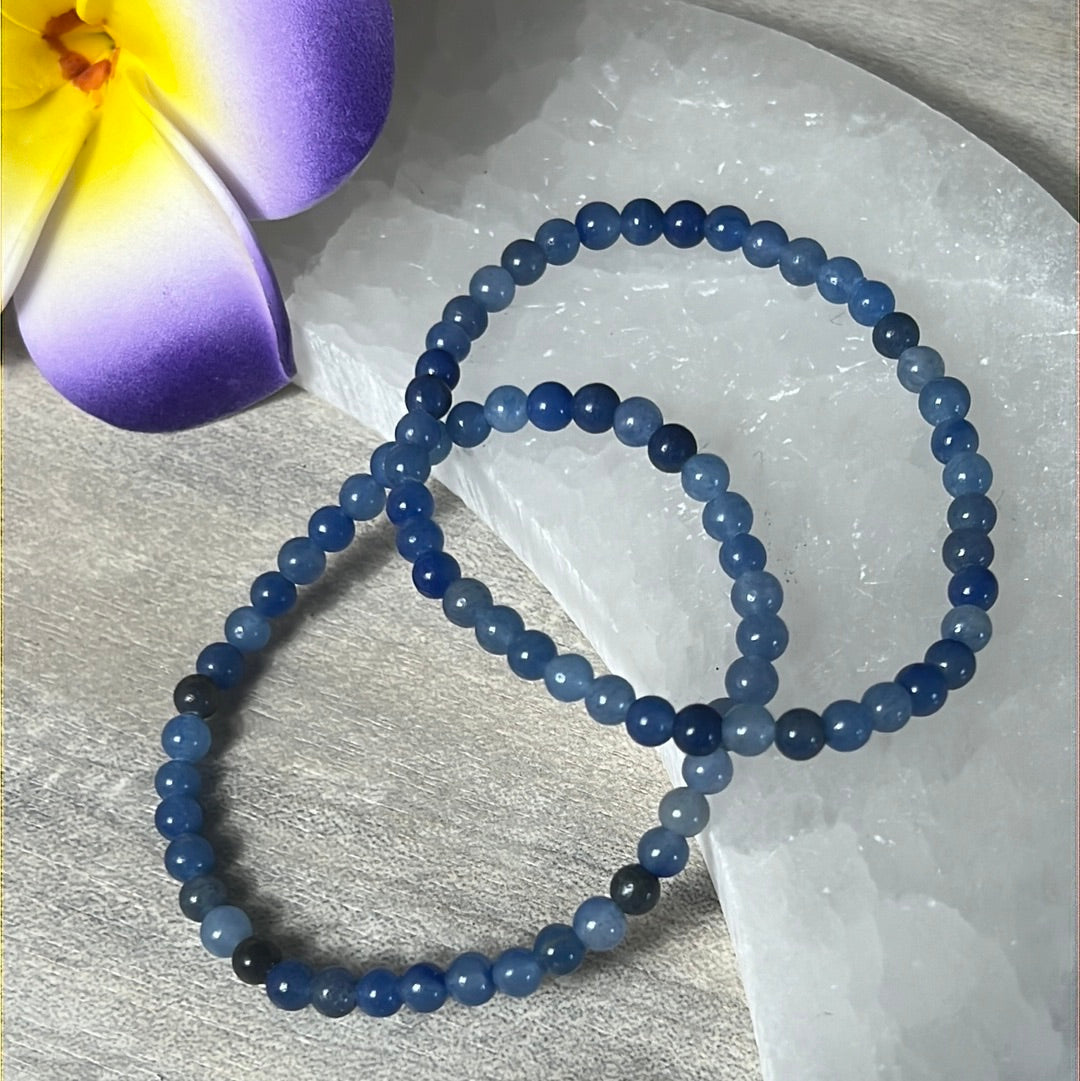 4mm Blue Quartz Bead Bracelet