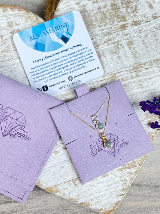 Aquamarine Silver Personalised Initial Necklace - 925 Sterling Silver