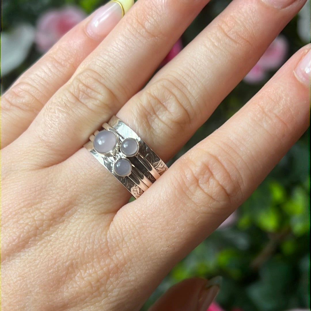 Trio Fidget Spinner Ring - Sterling Silver 925 Size U