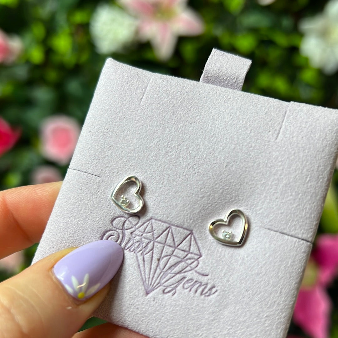 Bling Heart 925 Sterling Studs Earrings