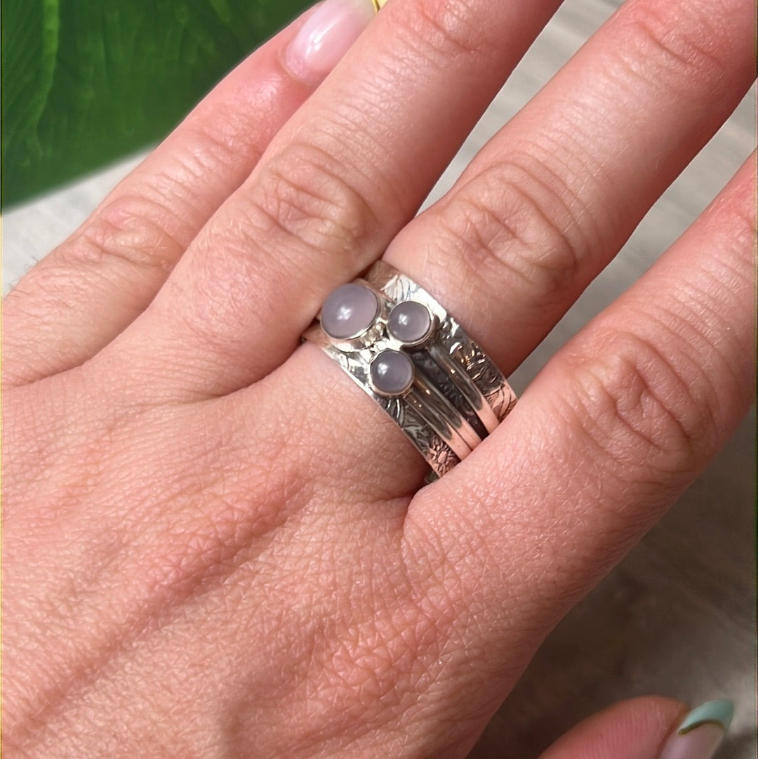 Trio Fidget Spinner Ring - Sterling Silver 925 Size U