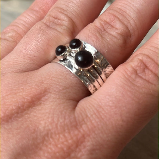 Trio Fidget Spinner Ring - Sterling Silver 925 Size R 1/2 - S