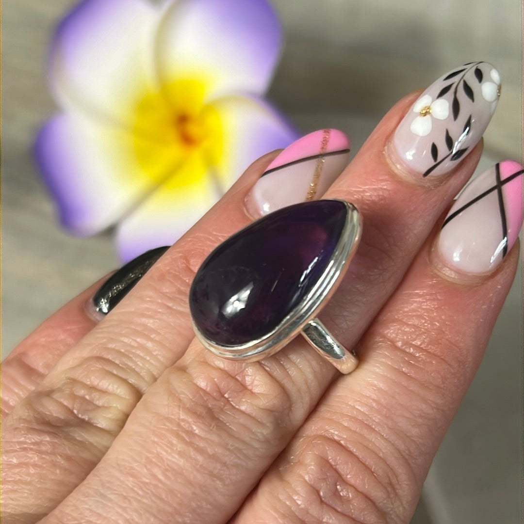 Amethyst 925 Silver Ring -  Size N 1/2