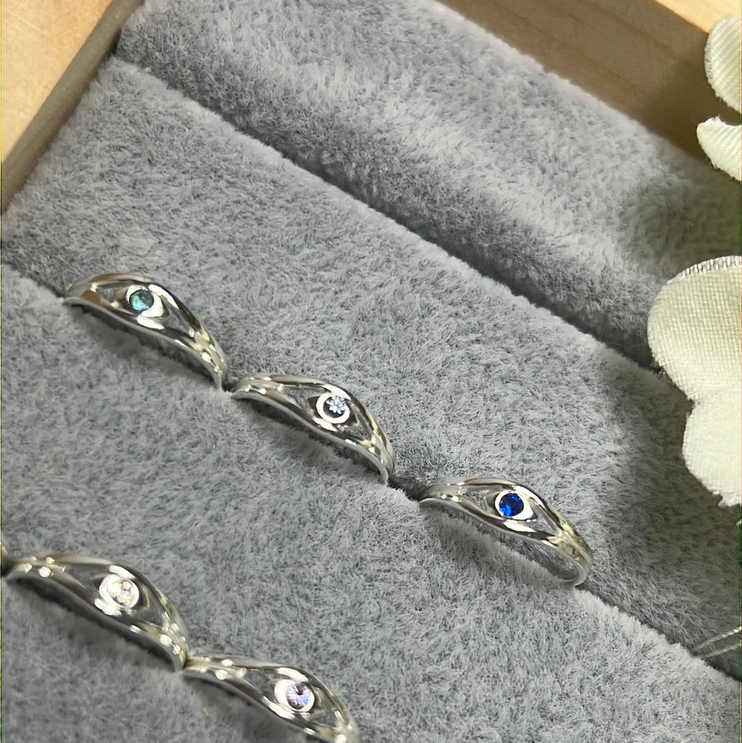 Evil Eye CZ - Mini Iddy Diddy - ( child / toe ) Adjustable 925 Sterling Silver Ring (Copy
