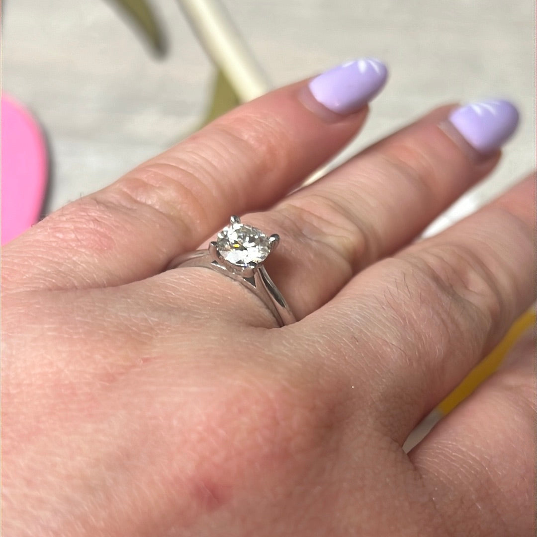 Moissanite 925 Sterling Silver Ring - Size L 1/2 0.90ct