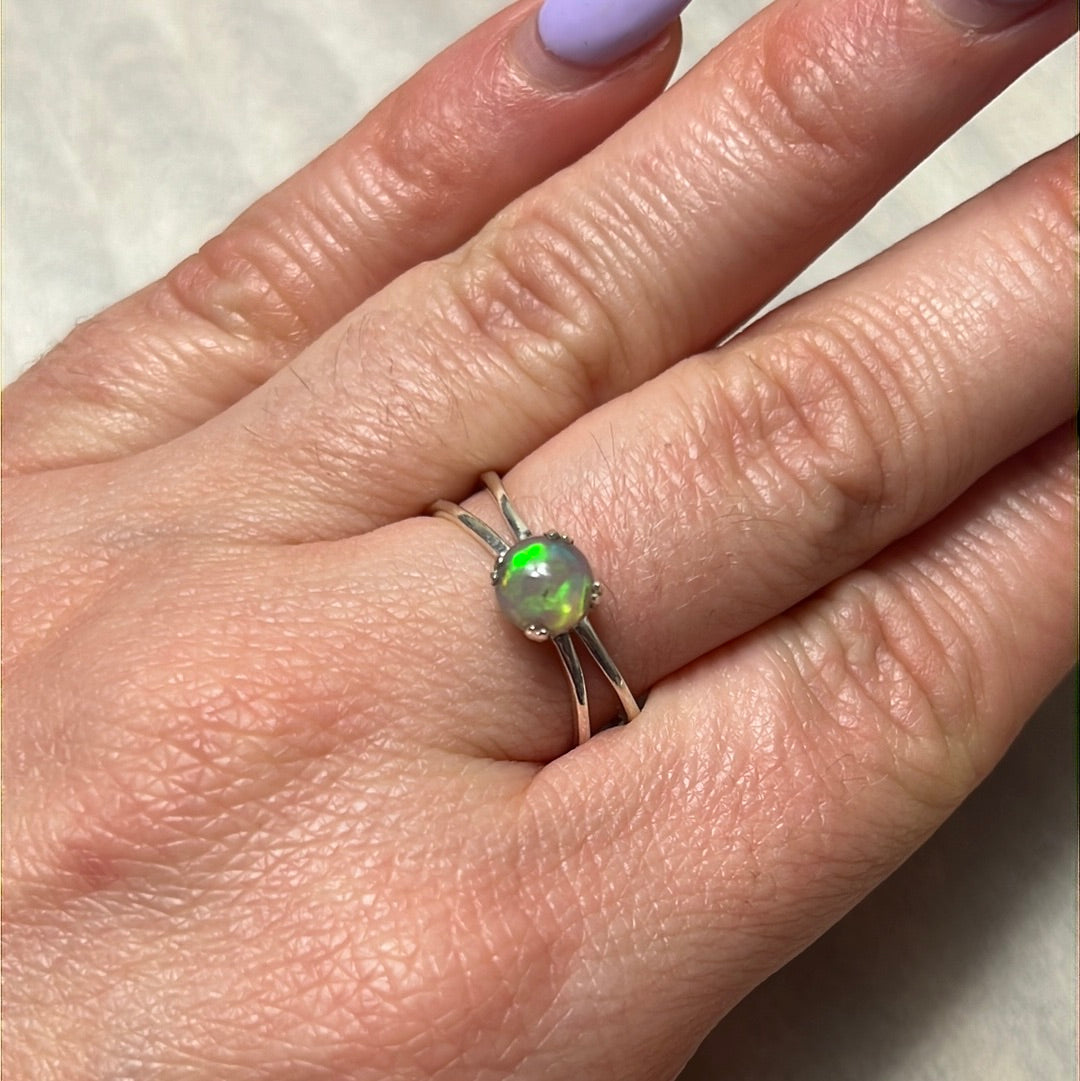 Ethiopian Opal 925 Sterling Silver Ring - Size P