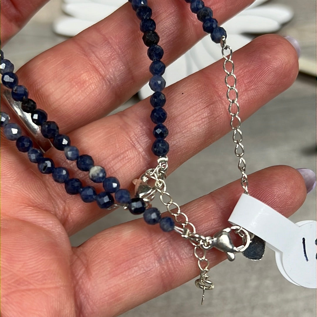 Sapphire Facet Bracelet -sterling adjustable