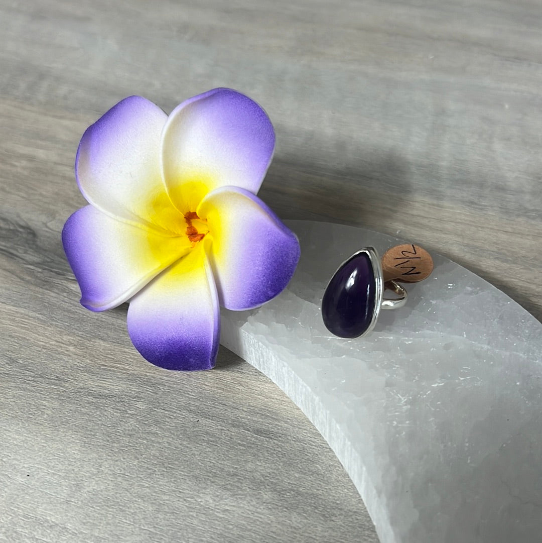Amethyst 925 Silver Ring -  Size N 1/2