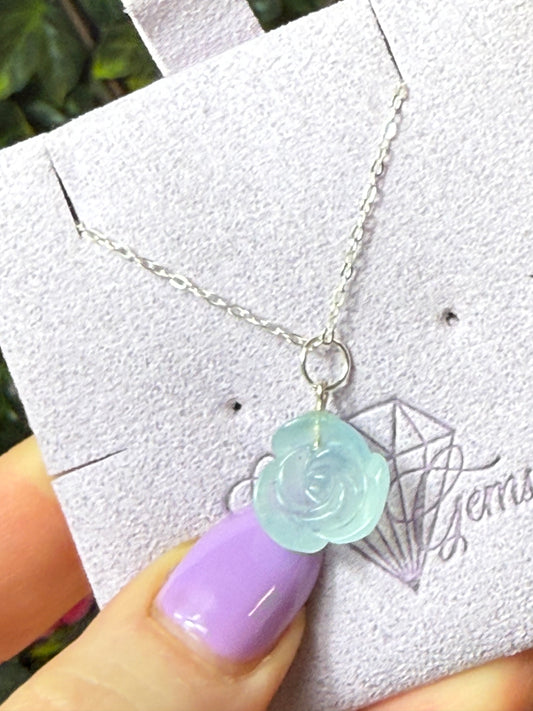 Aquamarine Flower Sterling Pendant