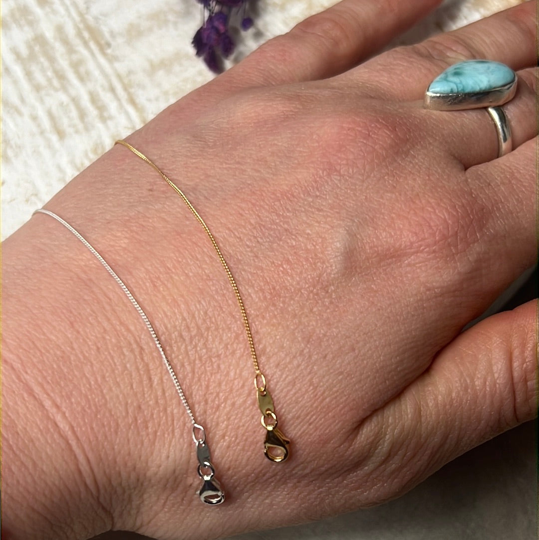 Birthstone Collection Chain - Lightweight Curb 925 Silver & 18ct Gold
