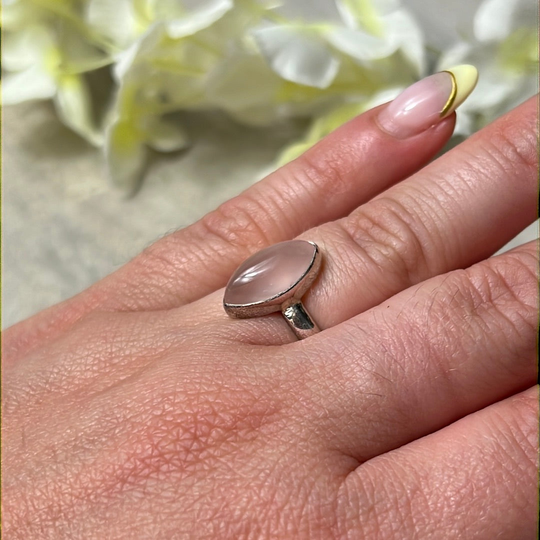 Rose Quartz 925 Silver Ring -  Size L - L 1/2