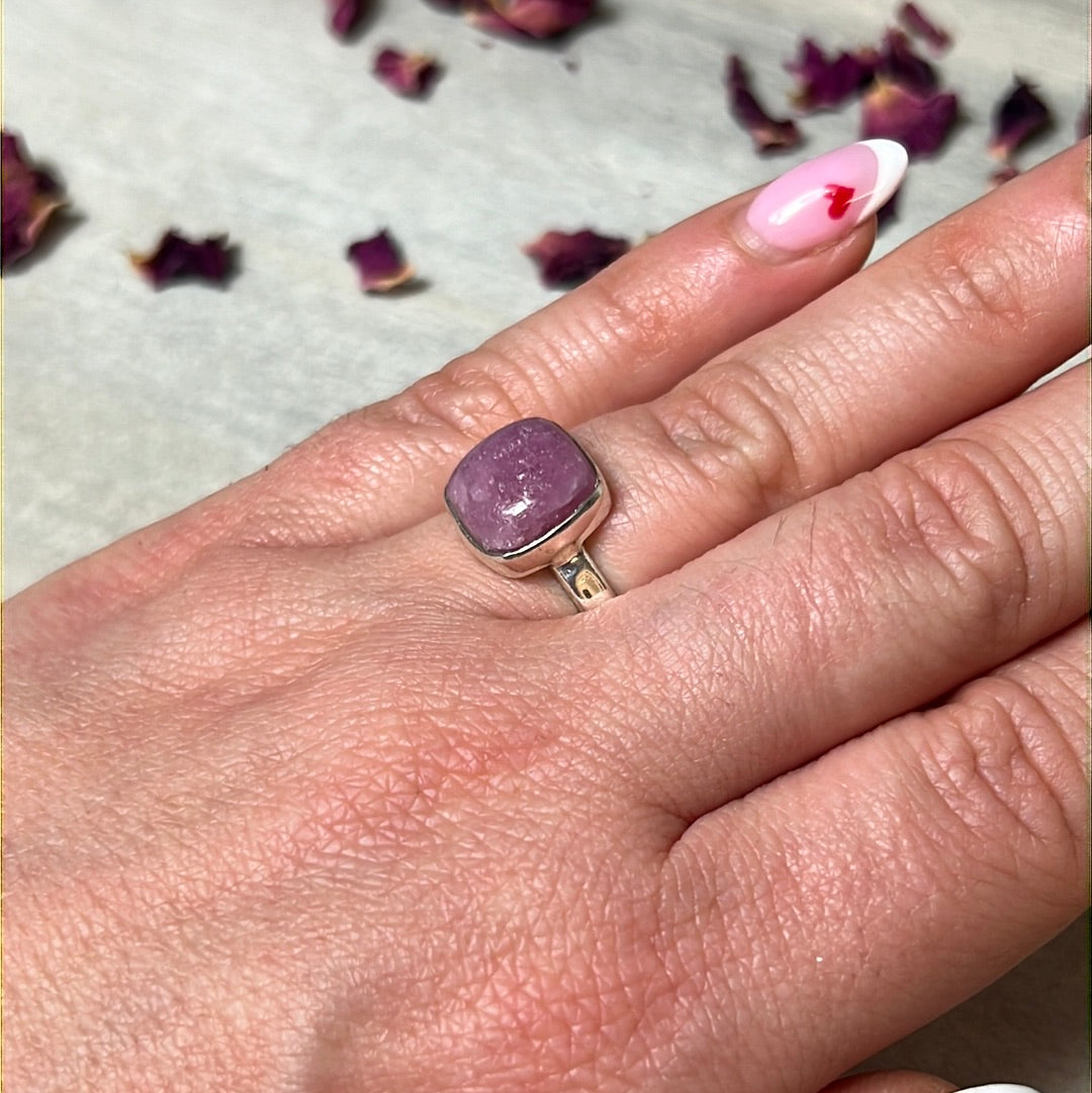 Pink Tourmaline 925 Silver Ring - Size L 1/2 - M AA GRADE