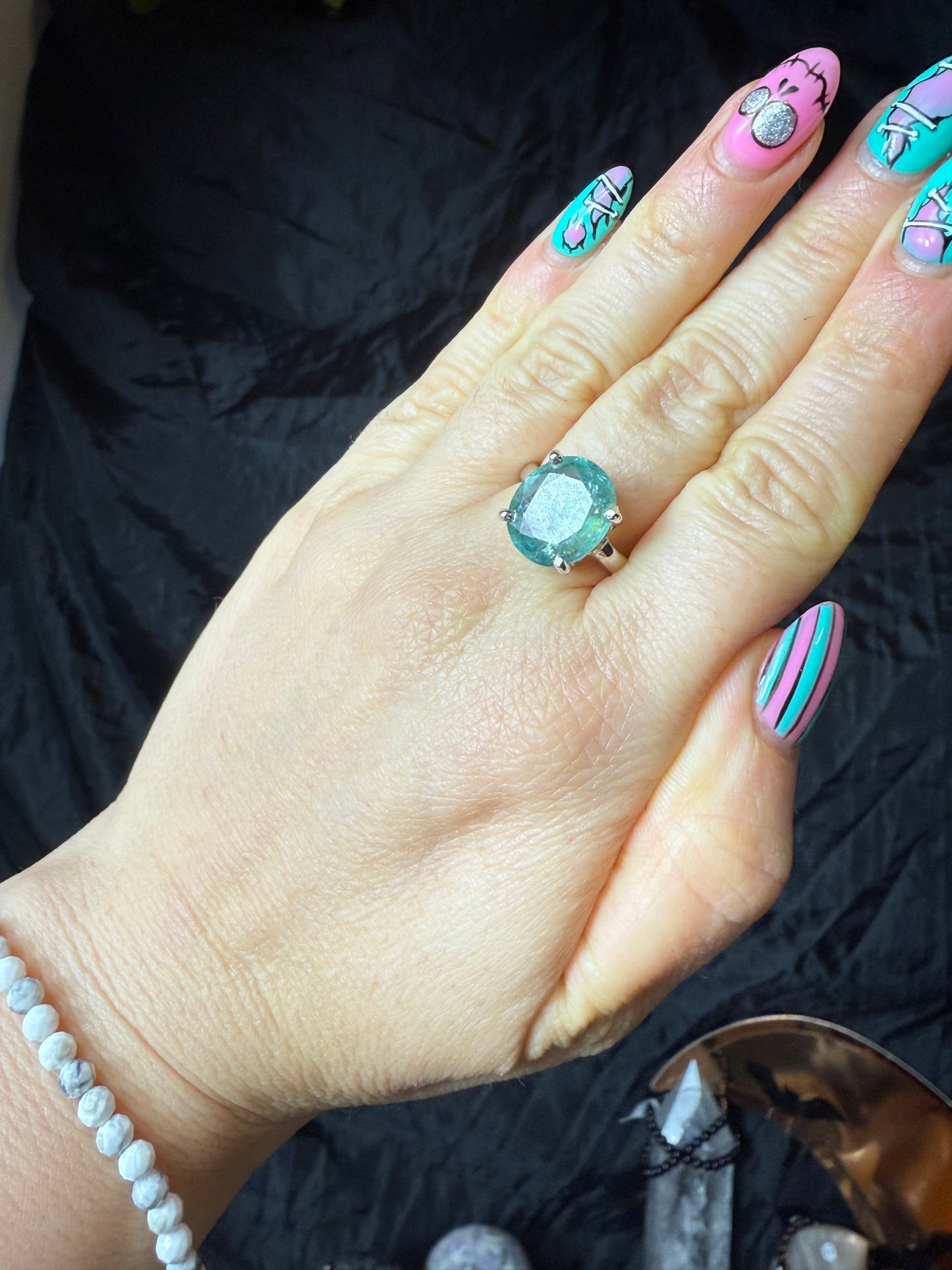 Green Kyantie 925 Ring - Size Q 1/2