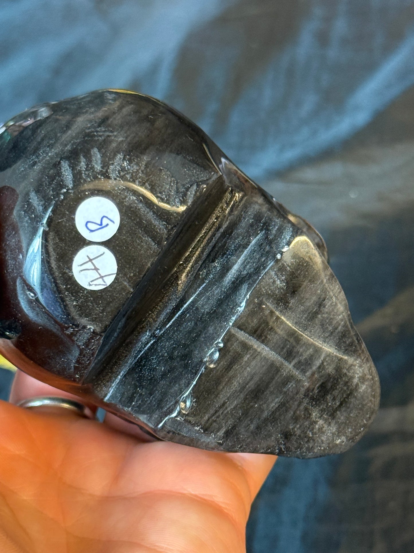 Silver Obsidian Skull