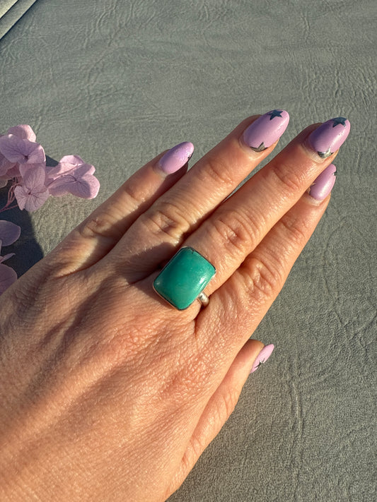 Tibetan Turquoise 925 Silver Ring - Size N 1/2 - O