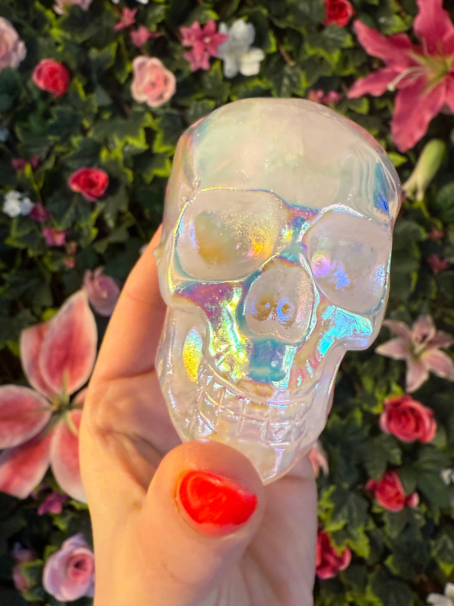Aura Rose Quartz Skull