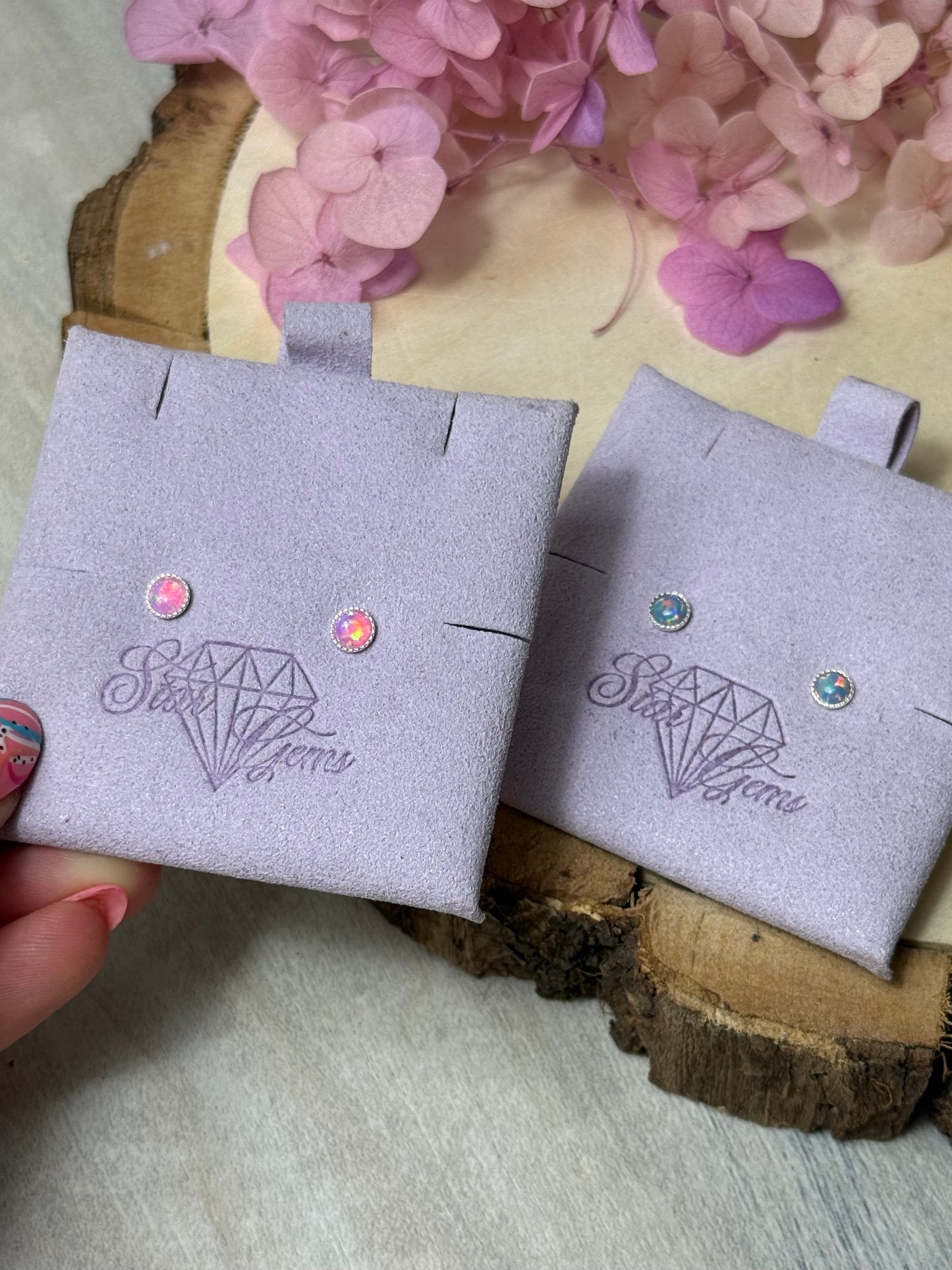 Handmade Blue Opal Sterling Silver Studs