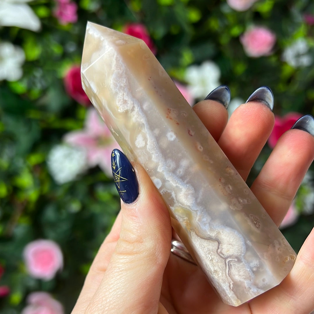 Flower Agate Tower Point