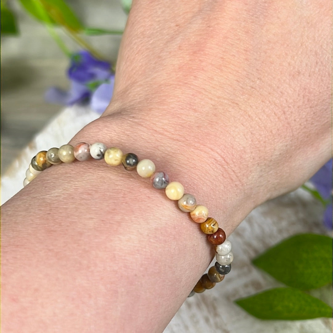 4mm Crazy Lace Bead Bracelet