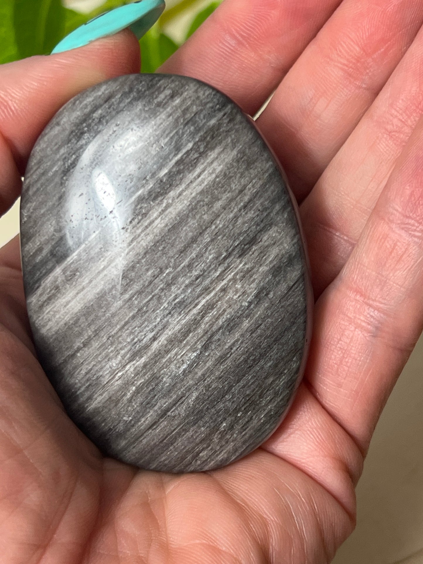 Silver Sheen Obsidian Palm