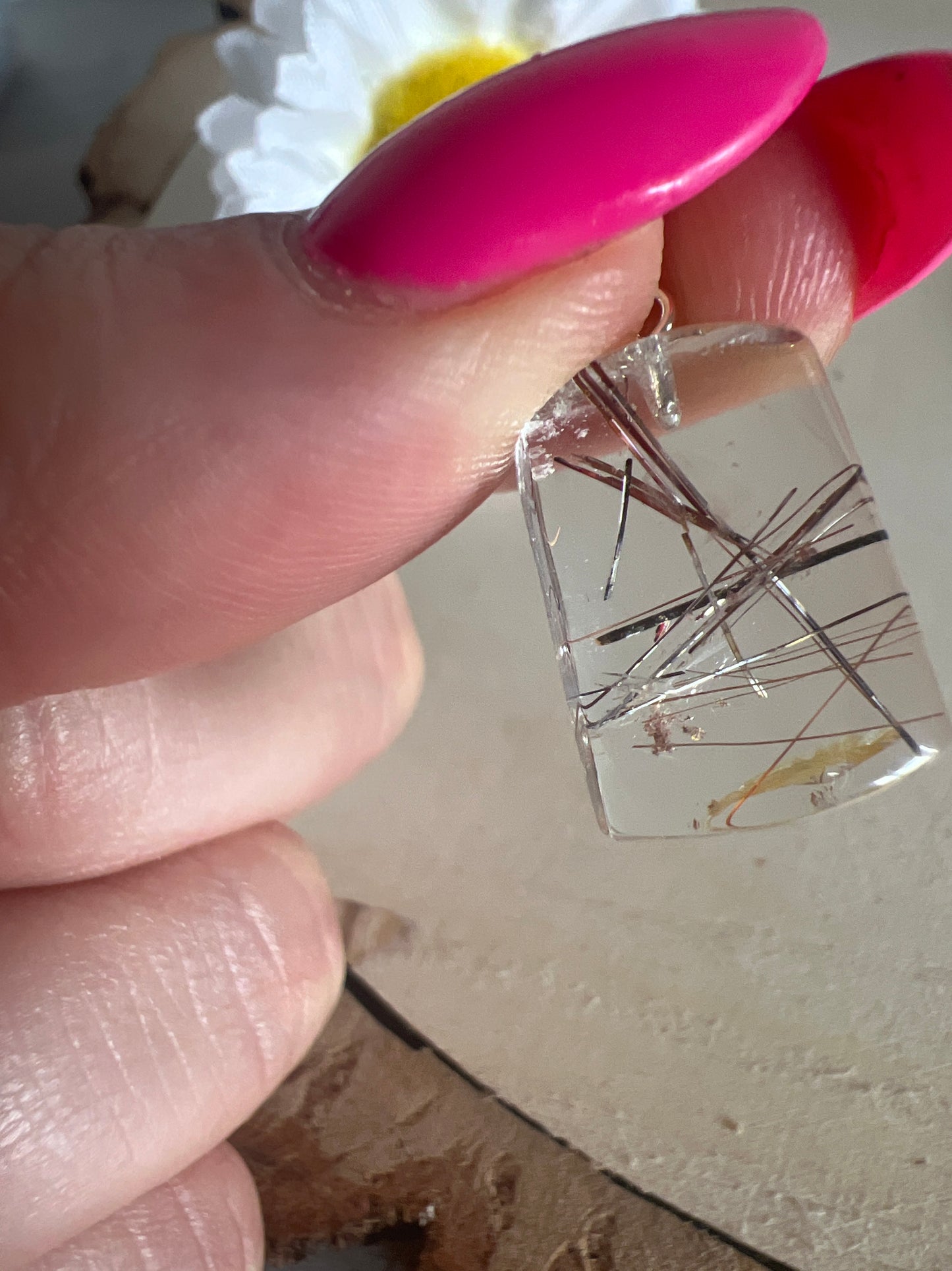 Rutile Mutil Colour Rutilated Quartz 925 Sterling Silver Pendant