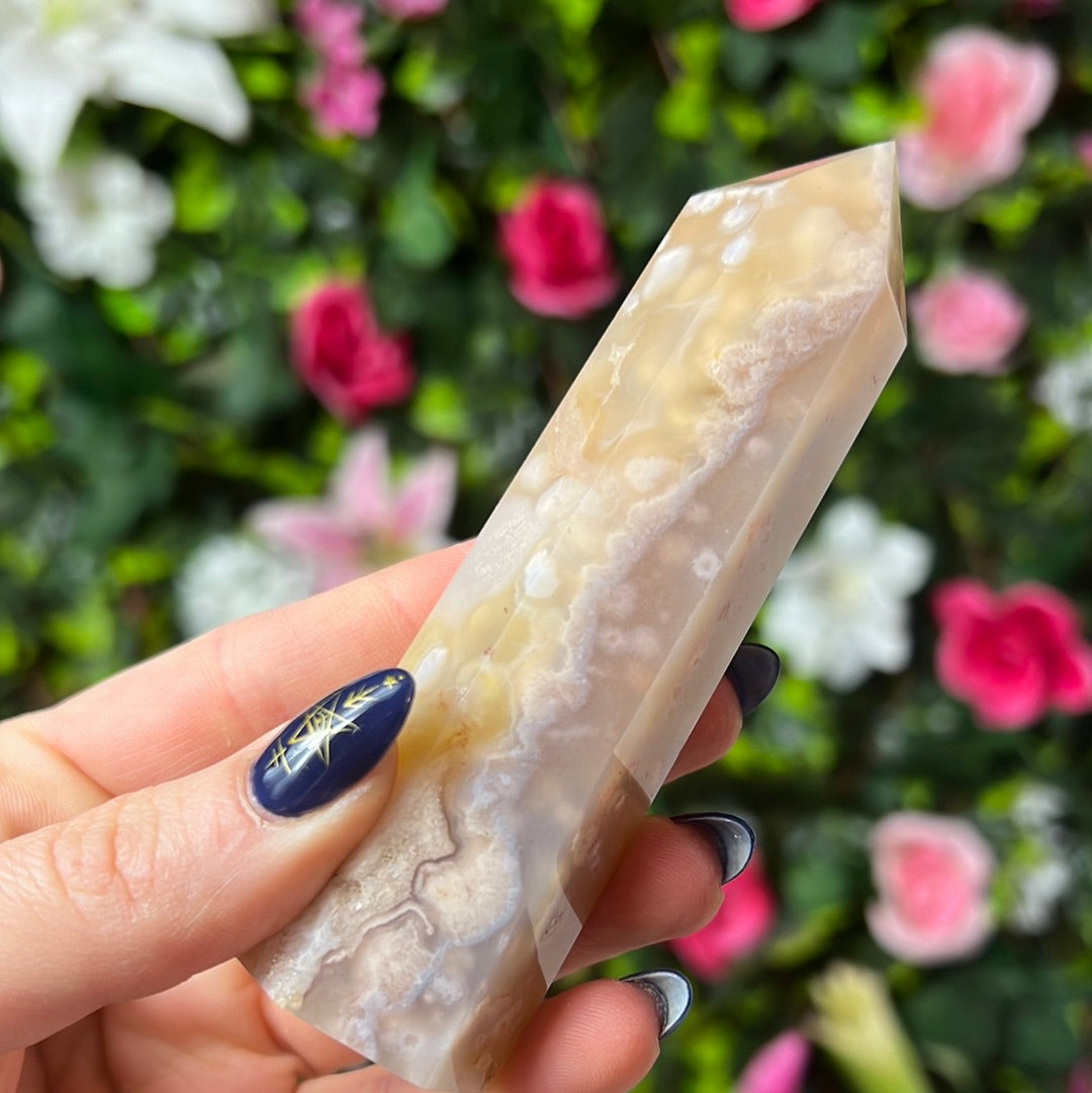 Flower Agate Tower Point