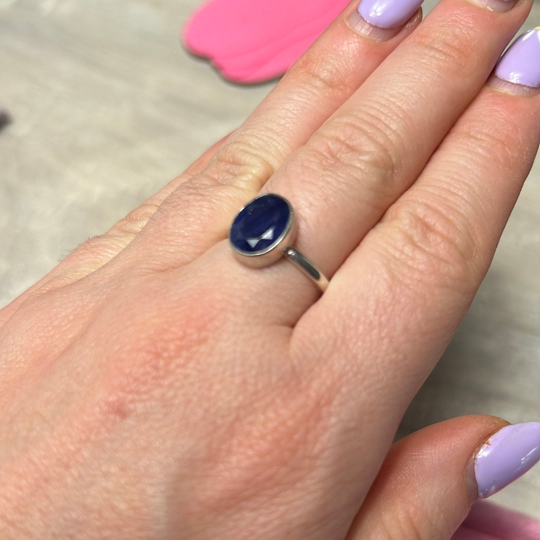 Kyanite Facet 925 Silver Ring -  Size O