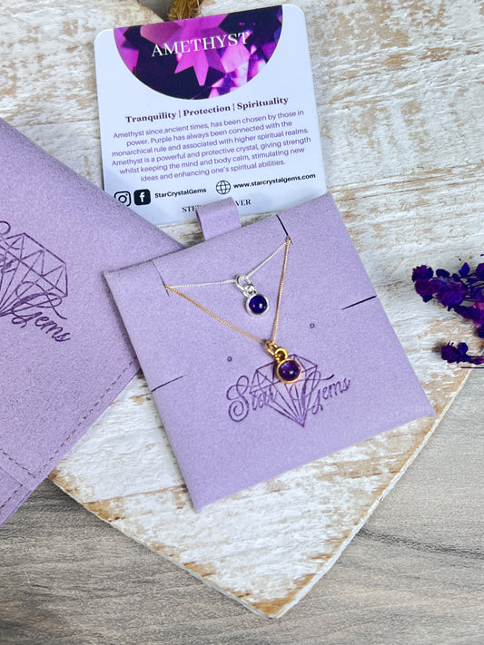 Amethyst Gold Personalised Initial Necklace - Vermeil Sterling Gold