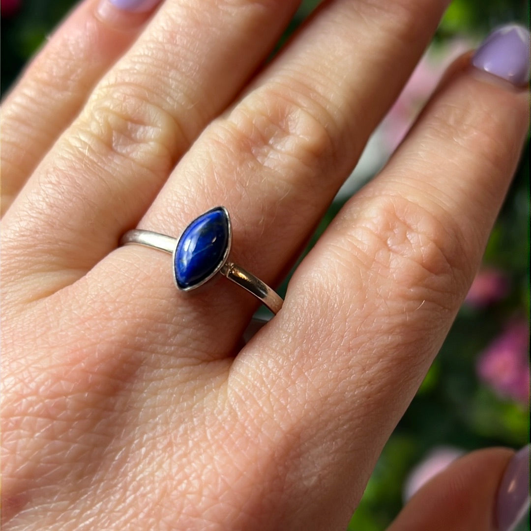 Lapis 925 Sterling Silver Ring -  Size Z