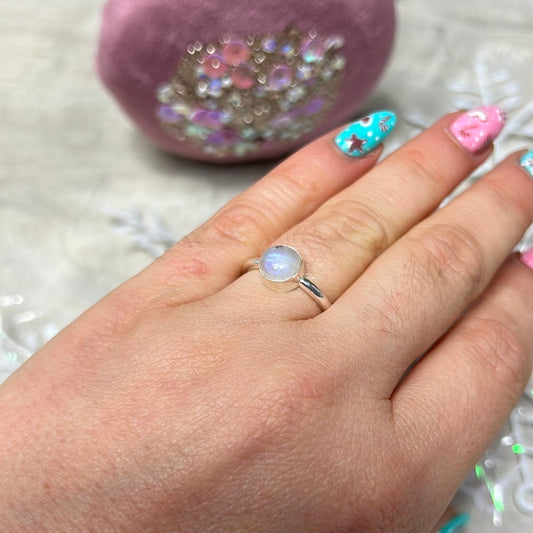 Moonstone 925 Sterling Silver Ring - Size K 1/2