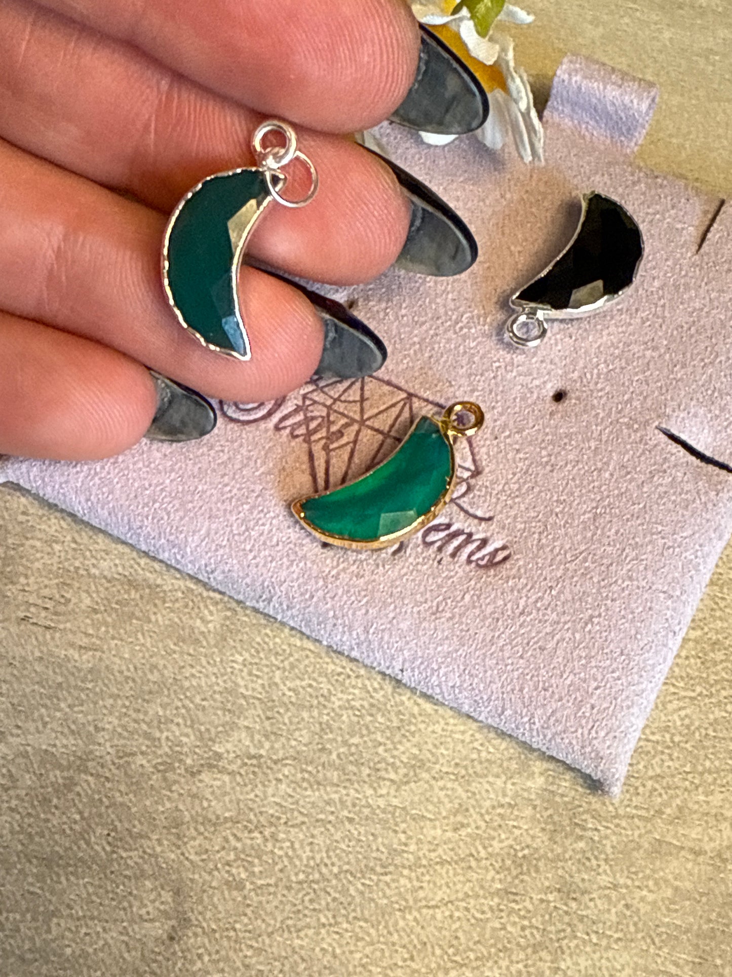 Moon Facet Cut - 925 Silver / 18ct gold electroplated Pendant Charm