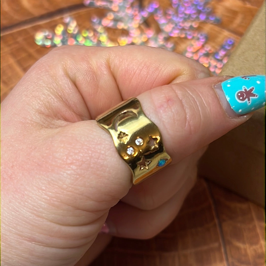 Tala Lani Opal Moon - 22ct Gold Plated 925 Sterling Ring