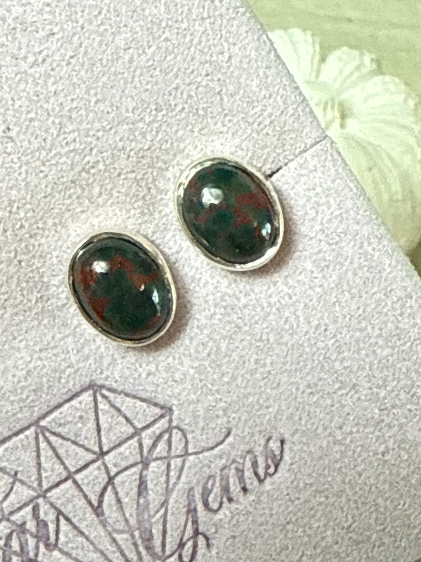Bloodstone 925 Sterling Studs Earrings