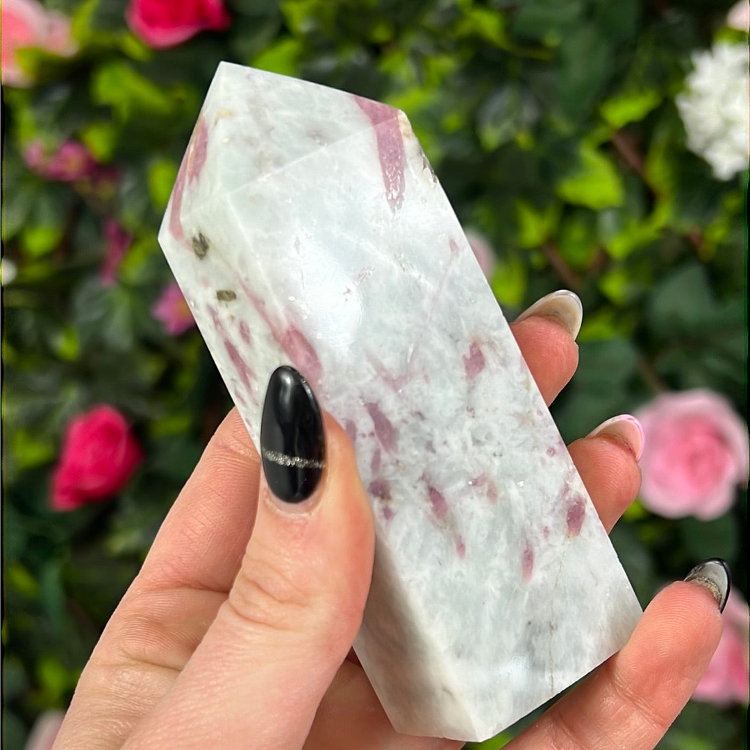Pink tourmaline and aquamarine Towers Tower Point