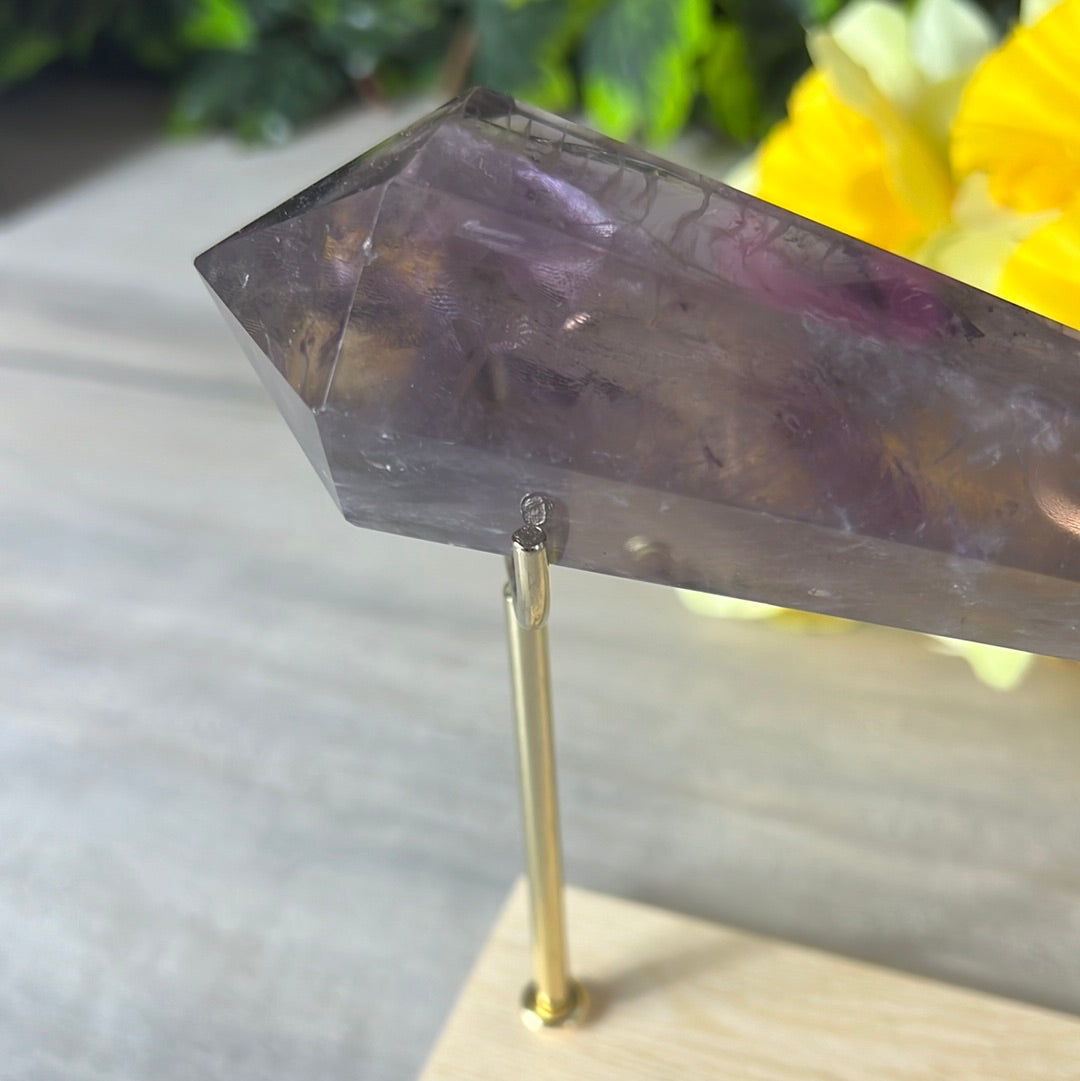 Statement Phantom Fingerprint Amethyst Smokey Quartz Wand