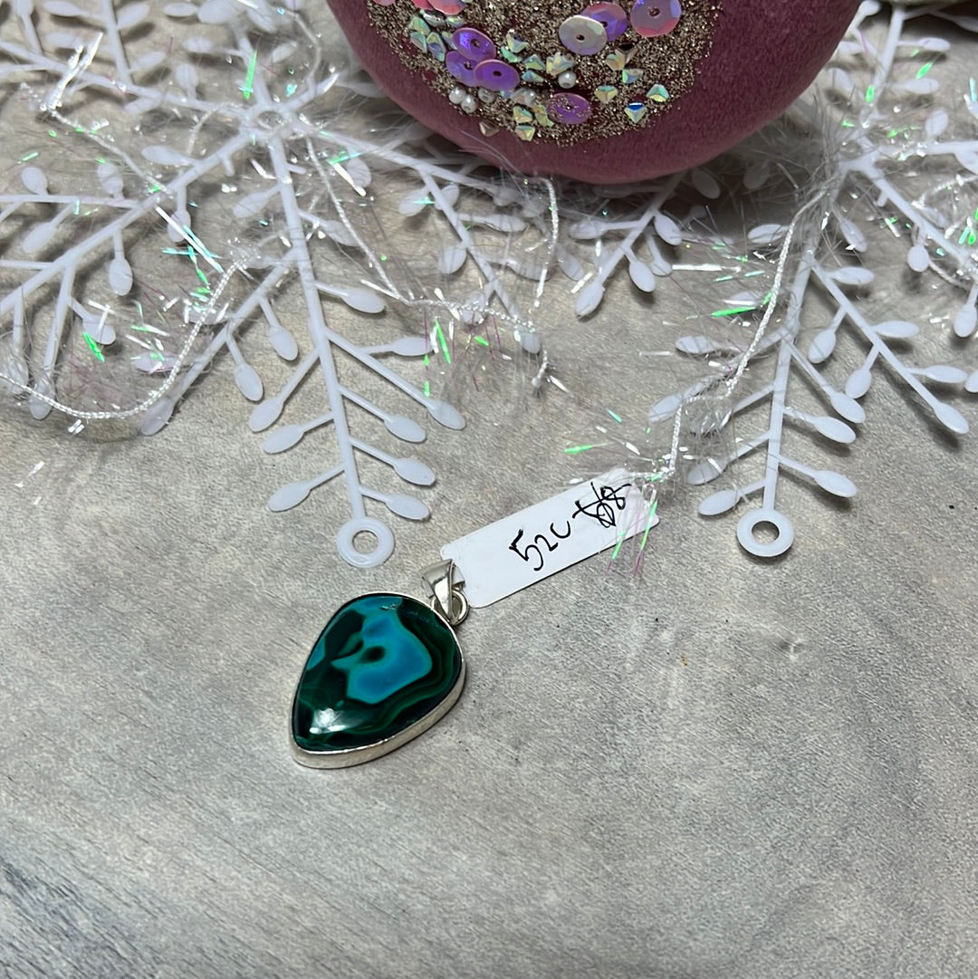 Mallacholla malachite with chrysocolla Sterling Silver Pendant