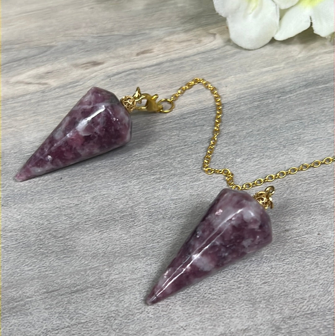 Pink Tourmaline in Quartz Pendulum / Dowser