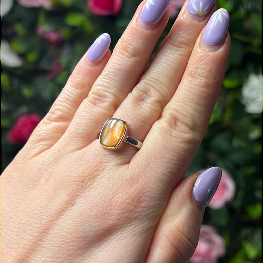 Amber 925 Sterling Silver Ring -  Size S